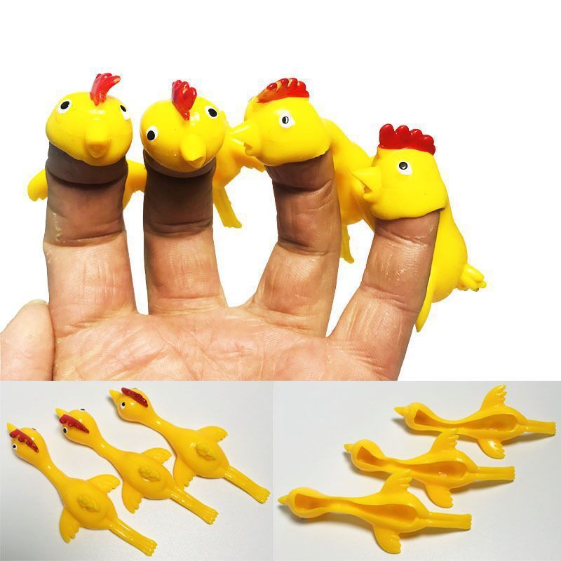 Flying Chicken Toy – Stretchy Rubber Finger Catapult Prank