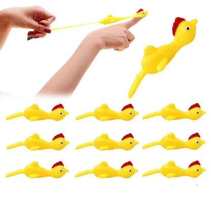 Flying Chicken Toy – Stretchy Rubber Finger Catapult Prank